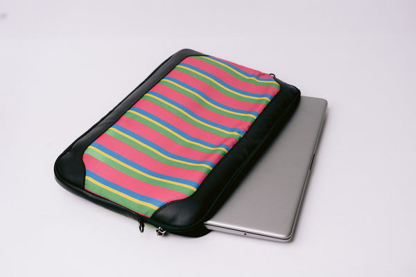 Striped Light x Leather Laptop Sleeve
