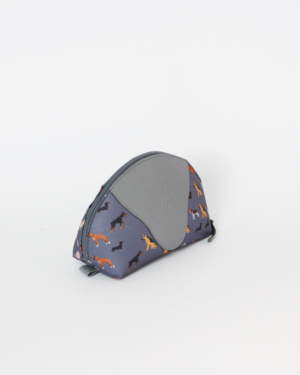 Dog Breeds Leather and Fabric Half-Moon Makeup Case