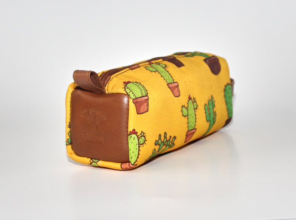 Cactus Roll-up  fabric design x Leather pencil case