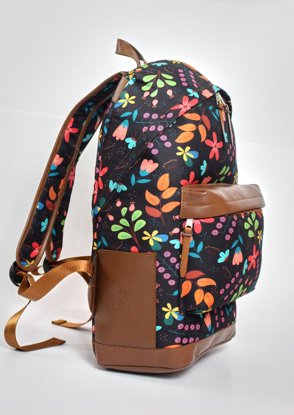 Floral Black Backpack