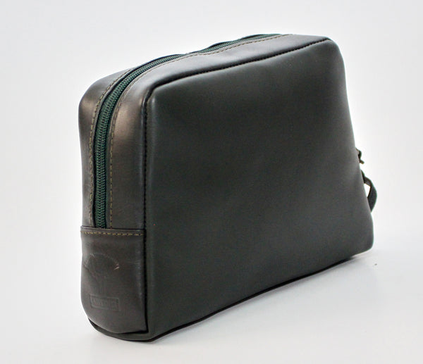 Olive Green Natural Leather Makeup Bag