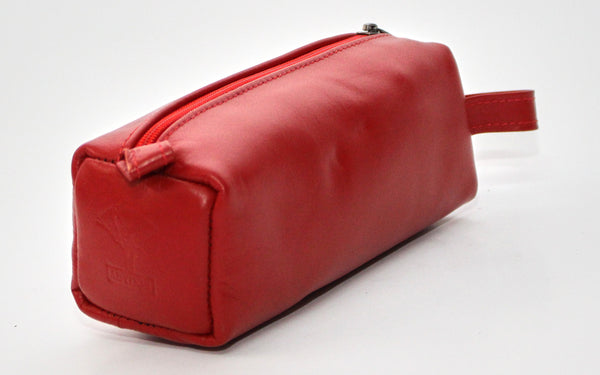 Red Natural Leather Pencil Case