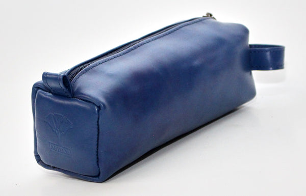 Blue Natural Leather Pencil case