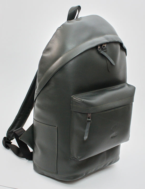 Olive Green Natural  Leather Backpack