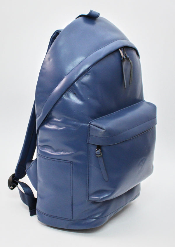 Blue Natural Leather Backpack